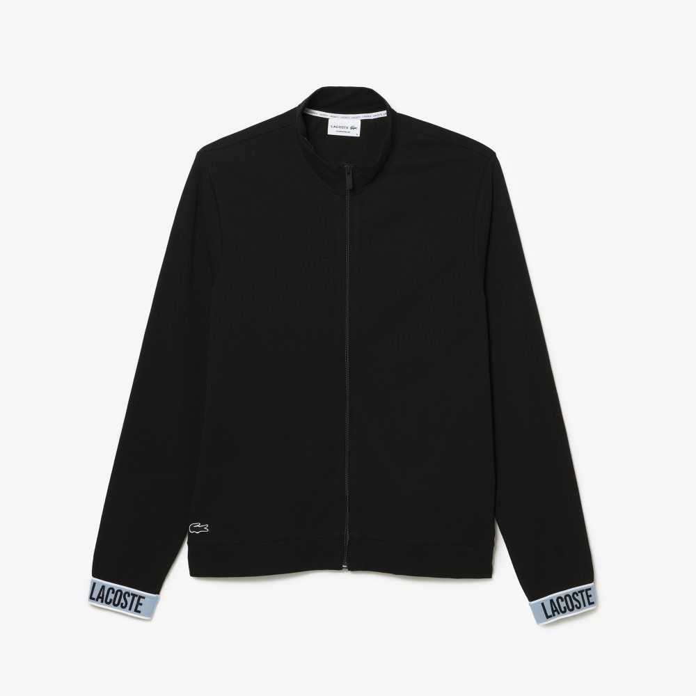 Lacoste High-Neck Organic Bomull Zip Sweatshirt Svarte | 2358-RPFYO