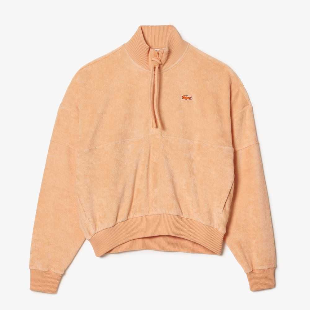 Lacoste High-Neck Terry Cloth Half Zip Lyse Oransje | 7931-JLMCA