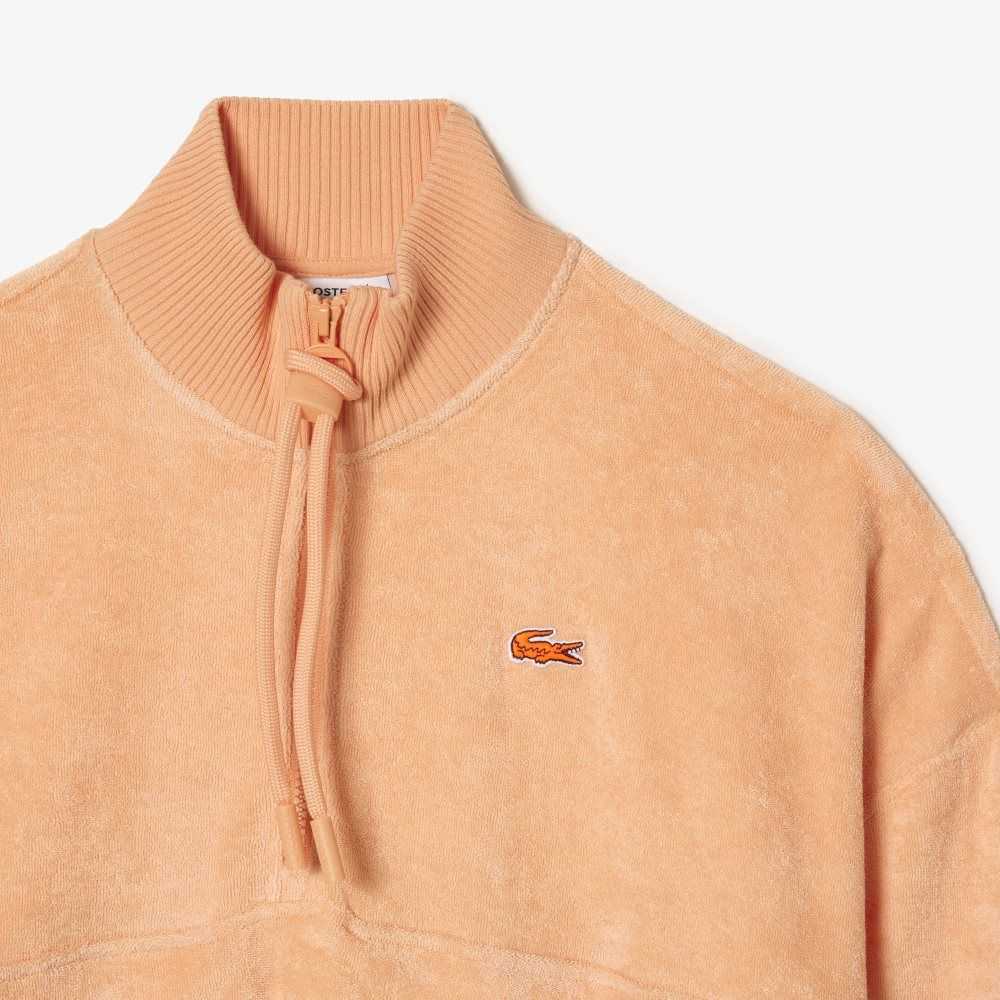 Lacoste High-Neck Terry Cloth Half Zip Lyse Oransje | 7931-JLMCA