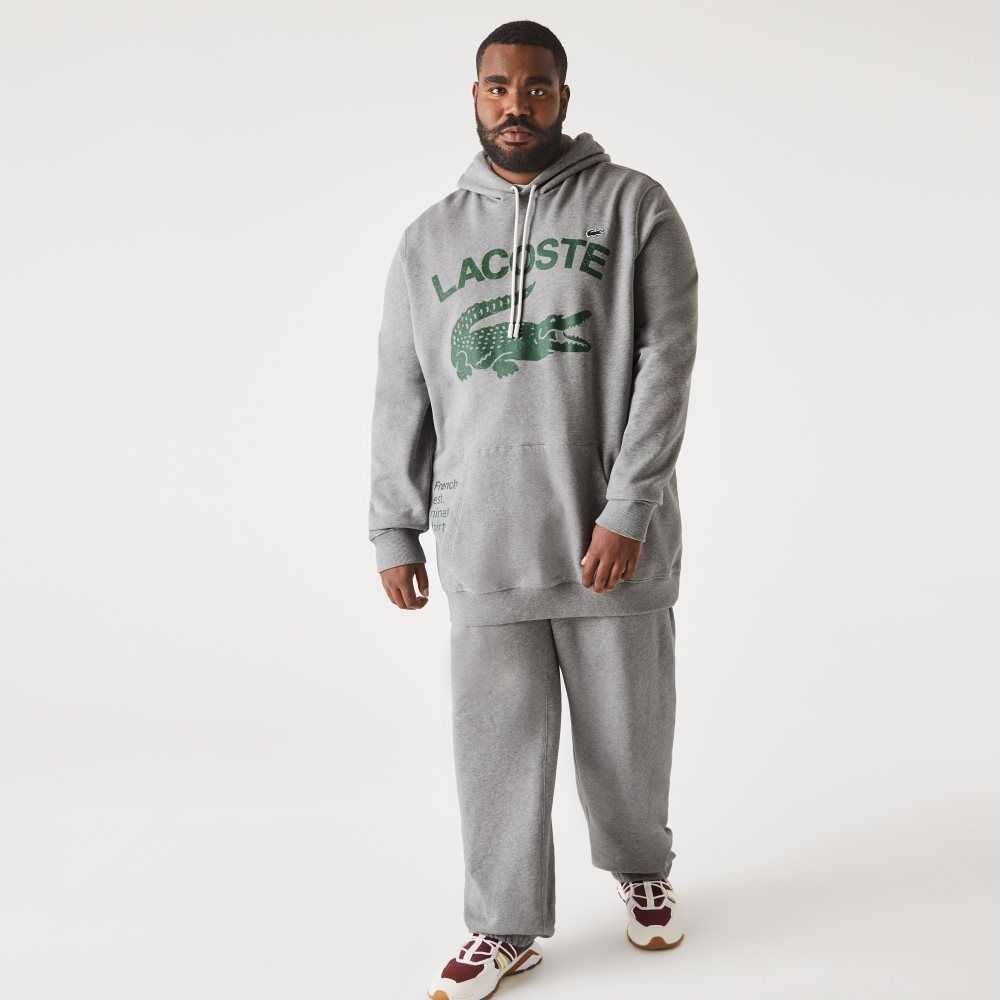 Lacoste Høye Fit Bomull Fleece Hoodie Grå | 2613-ZNPIL