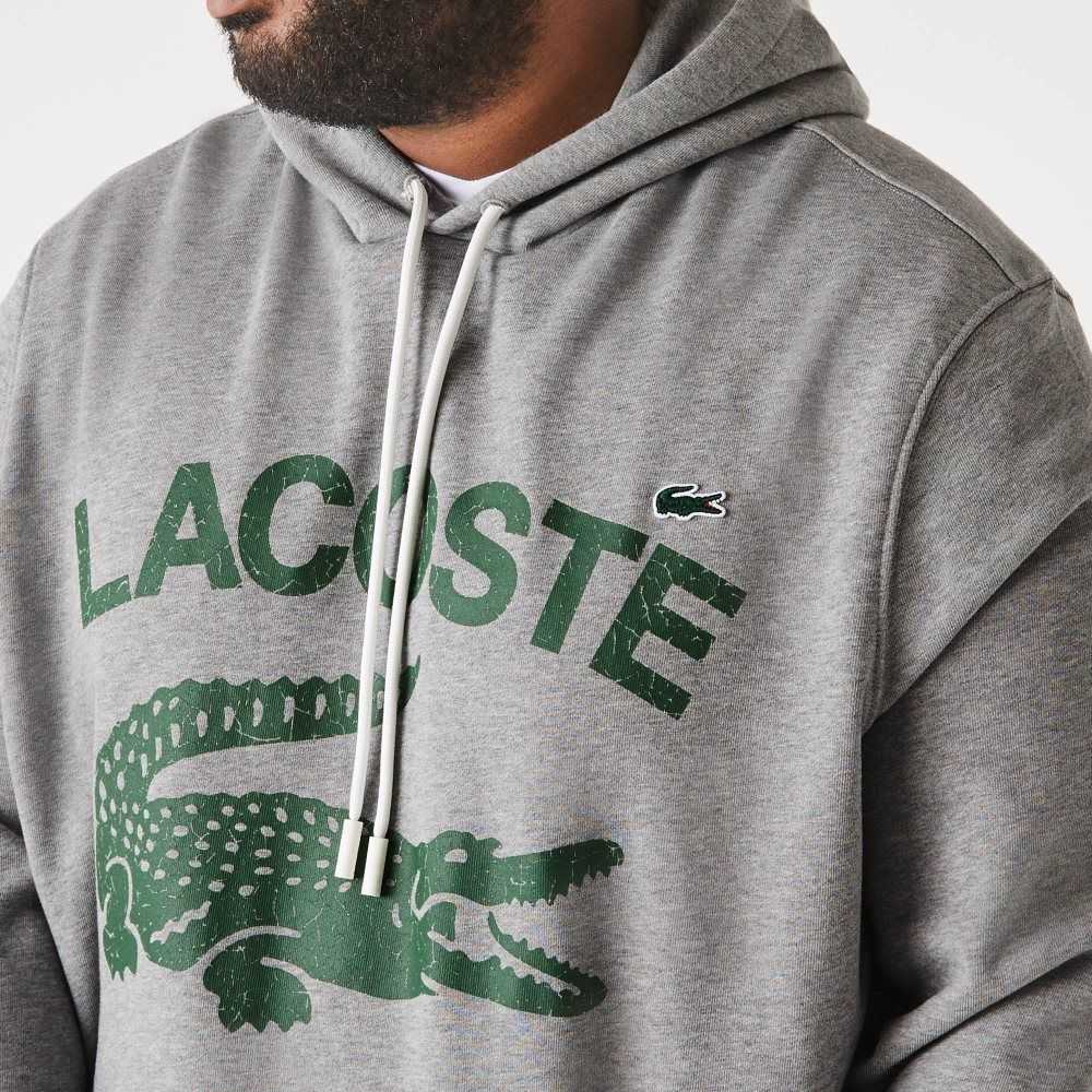 Lacoste Høye Fit Bomull Fleece Hoodie Grå | 2613-ZNPIL