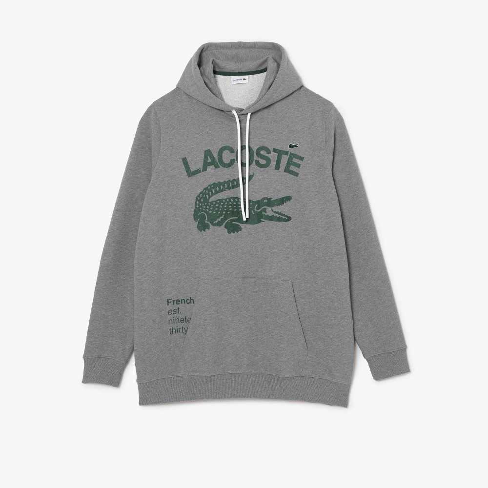 Lacoste Høye Fit Bomull Fleece Hoodie Grå | 2613-ZNPIL