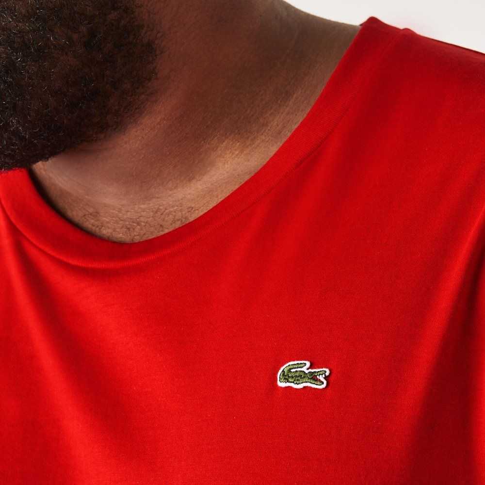 Lacoste Høye Fit Pima Bomull Jersey Rød | 8140-DIVSF