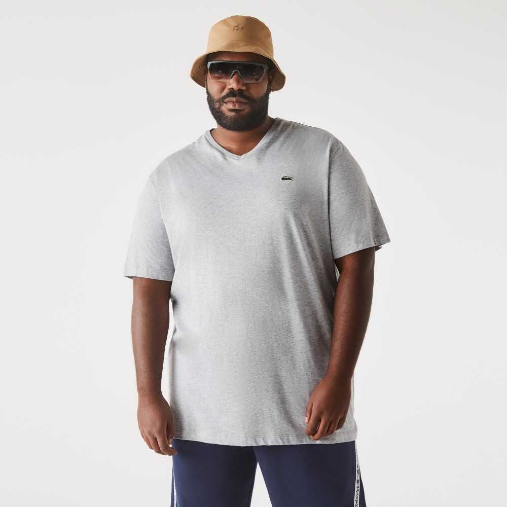 Lacoste Høye Fit Ribbet V-Neck Bomull Polo Grå | 5792-OGERB