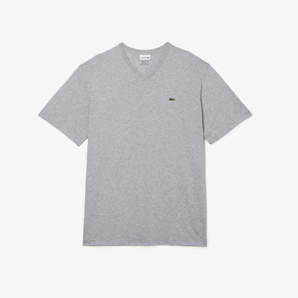 Lacoste Høye Fit Ribbet V-Neck Bomull Polo Grå | 5792-OGERB