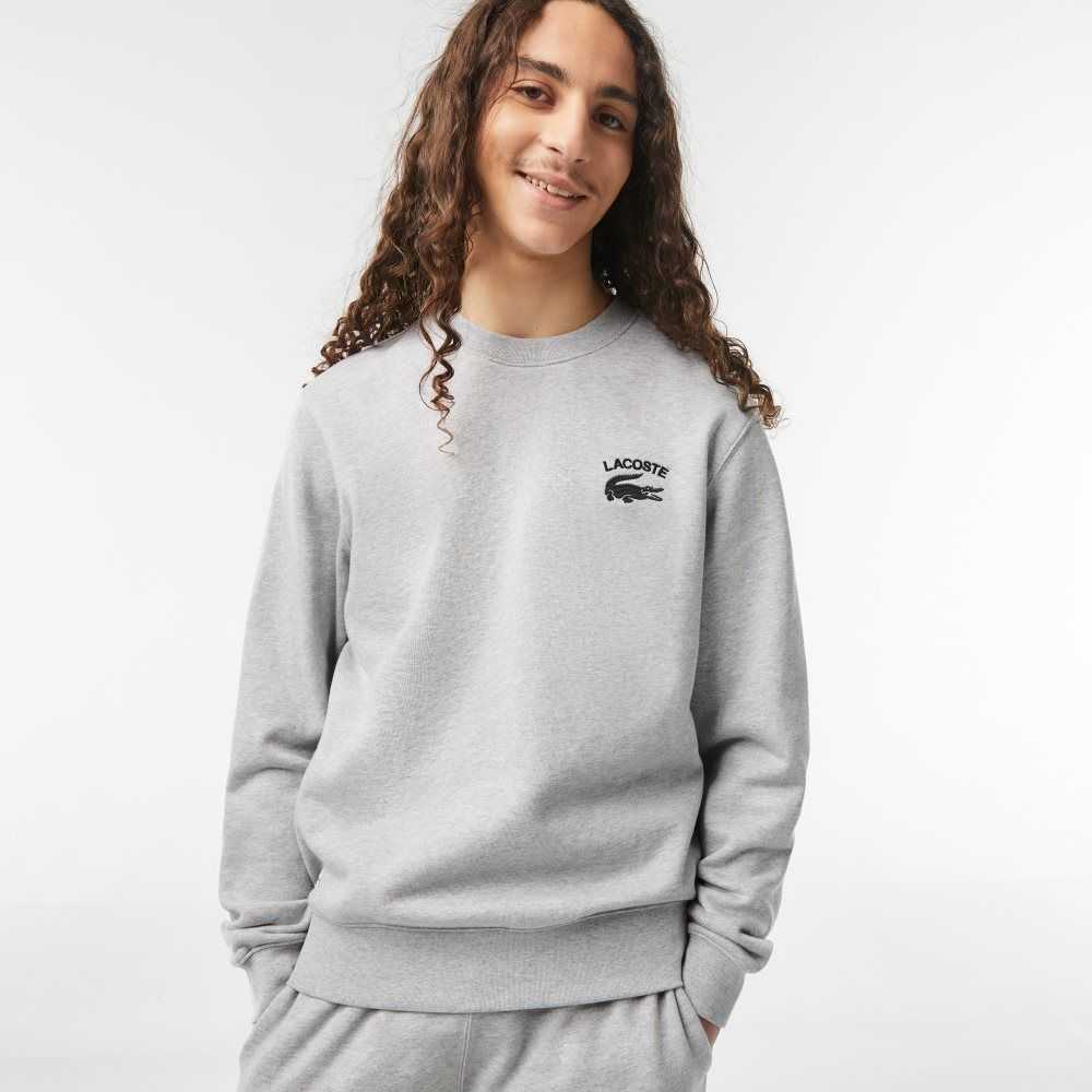 Lacoste Inscription Crew Neck Grå | 4129-KVBST