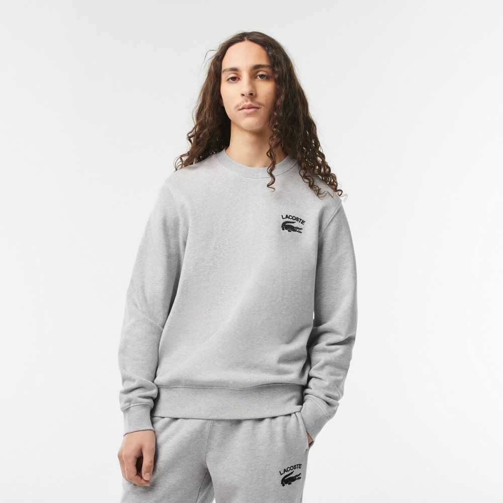 Lacoste Inscription Crew Neck Grå | 4129-KVBST