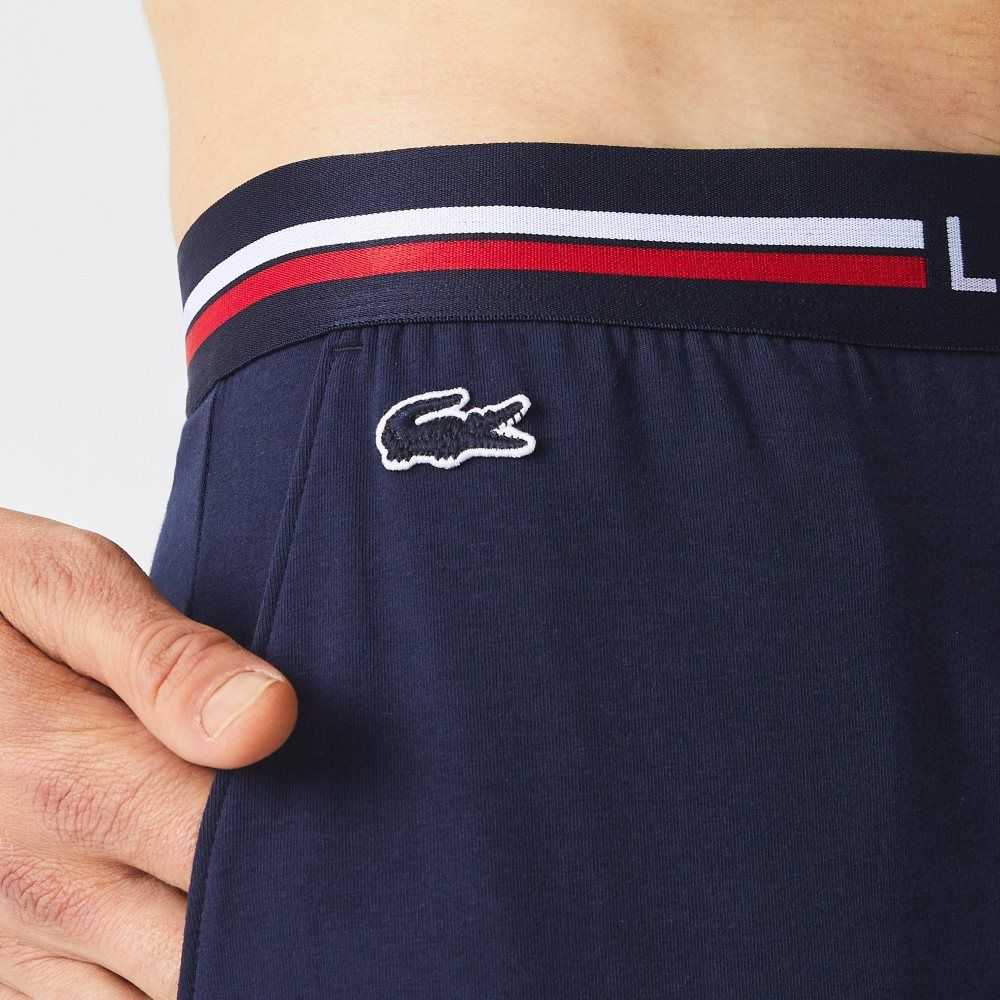 Lacoste Jersey Three-Tone Waistband Pajama Pants Marineblå Blå | 3956-ZYGPM