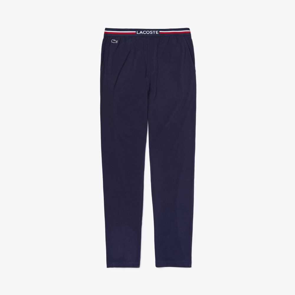 Lacoste Jersey Three-Tone Waistband Pajama Pants Marineblå Blå | 3956-ZYGPM