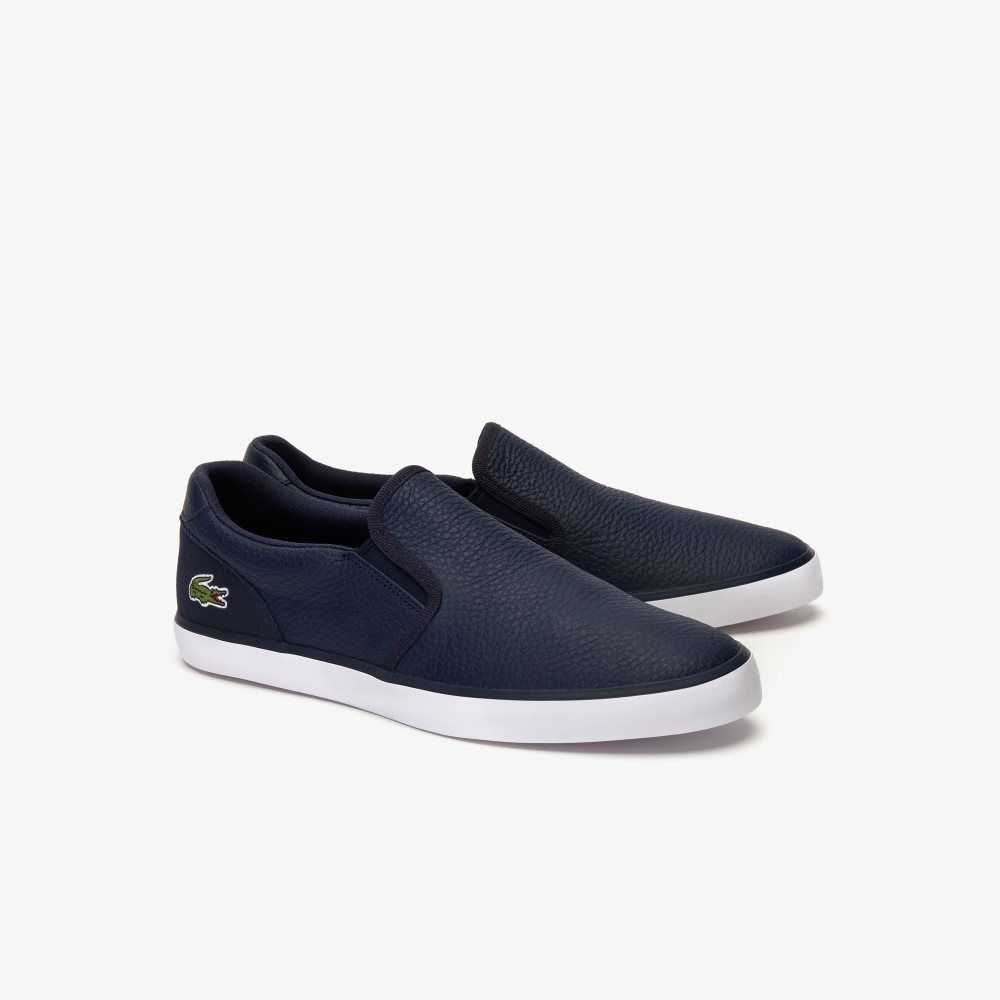 Lacoste Jouer Lær Slip-On Blå Hvite | 9581-RHCQB