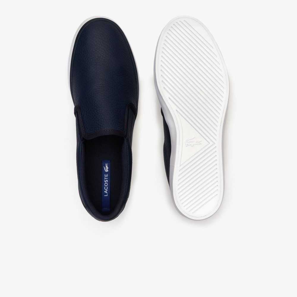 Lacoste Jouer Lær Slip-On Blå Hvite | 9581-RHCQB