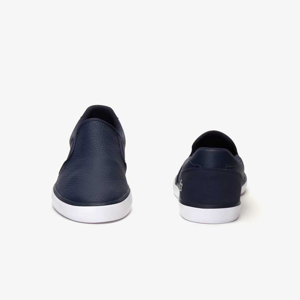 Lacoste Jouer Lær Slip-On Blå Hvite | 9581-RHCQB