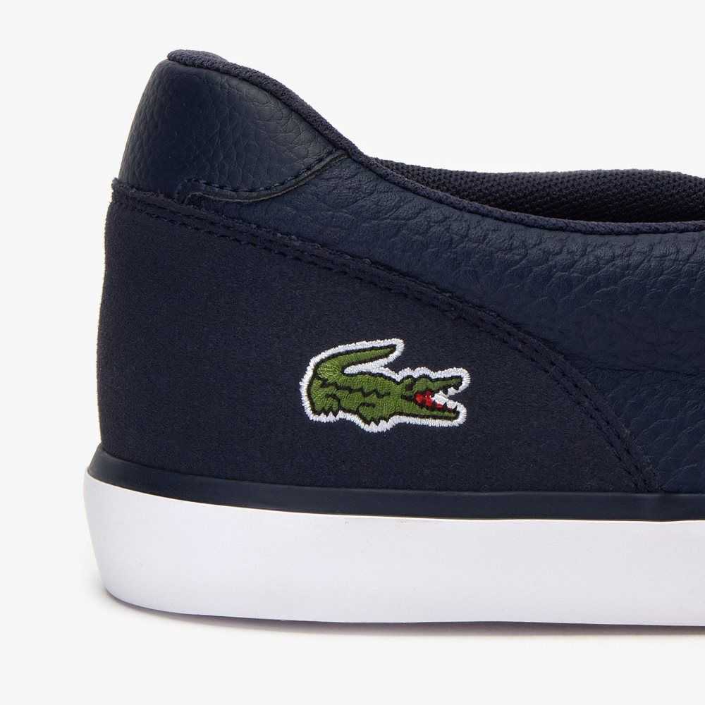 Lacoste Jouer Lær Slip-On Blå Hvite | 9581-RHCQB