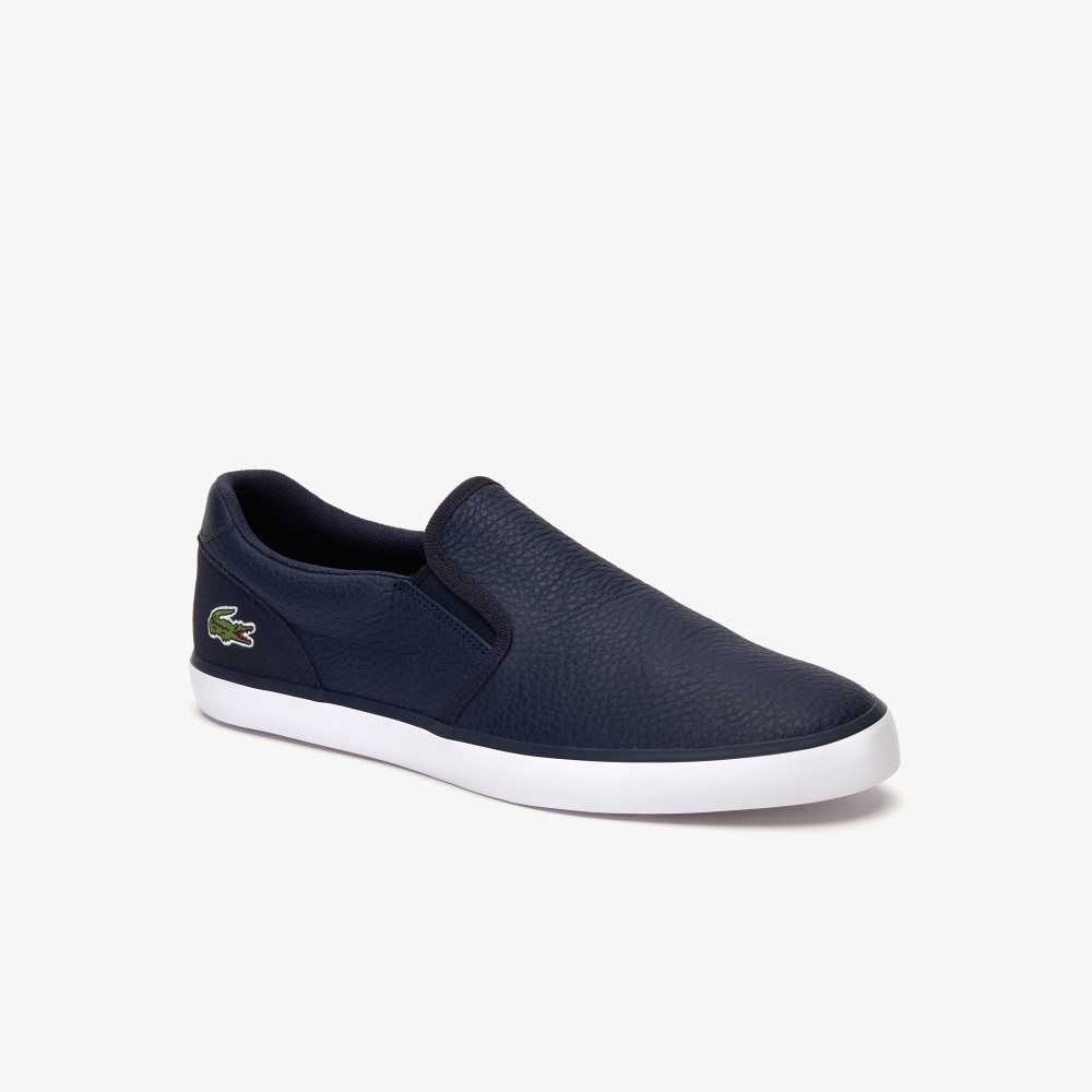 Lacoste Jouer Lær Slip-On Blå Hvite | 9581-RHCQB