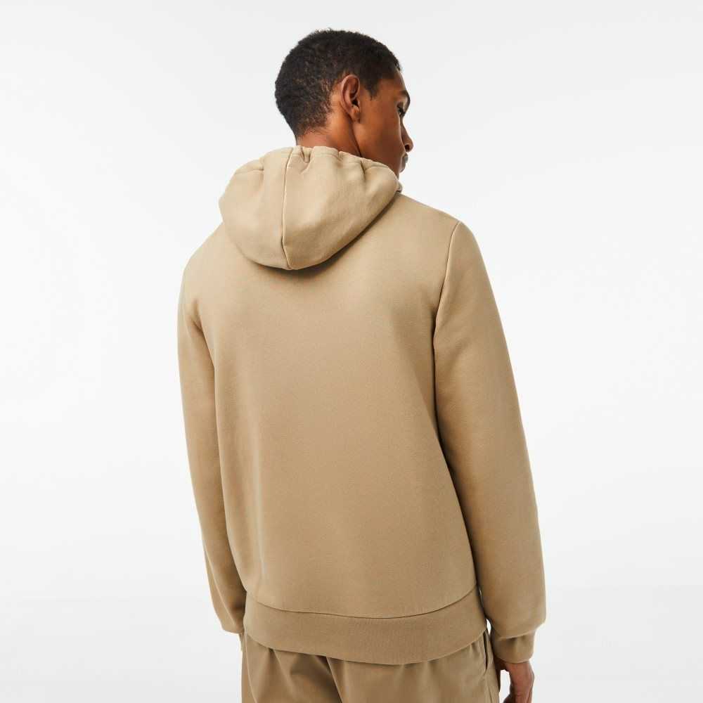 Lacoste Kangaroo Pocket Fleece Zipped Beige | 5847-IECQM