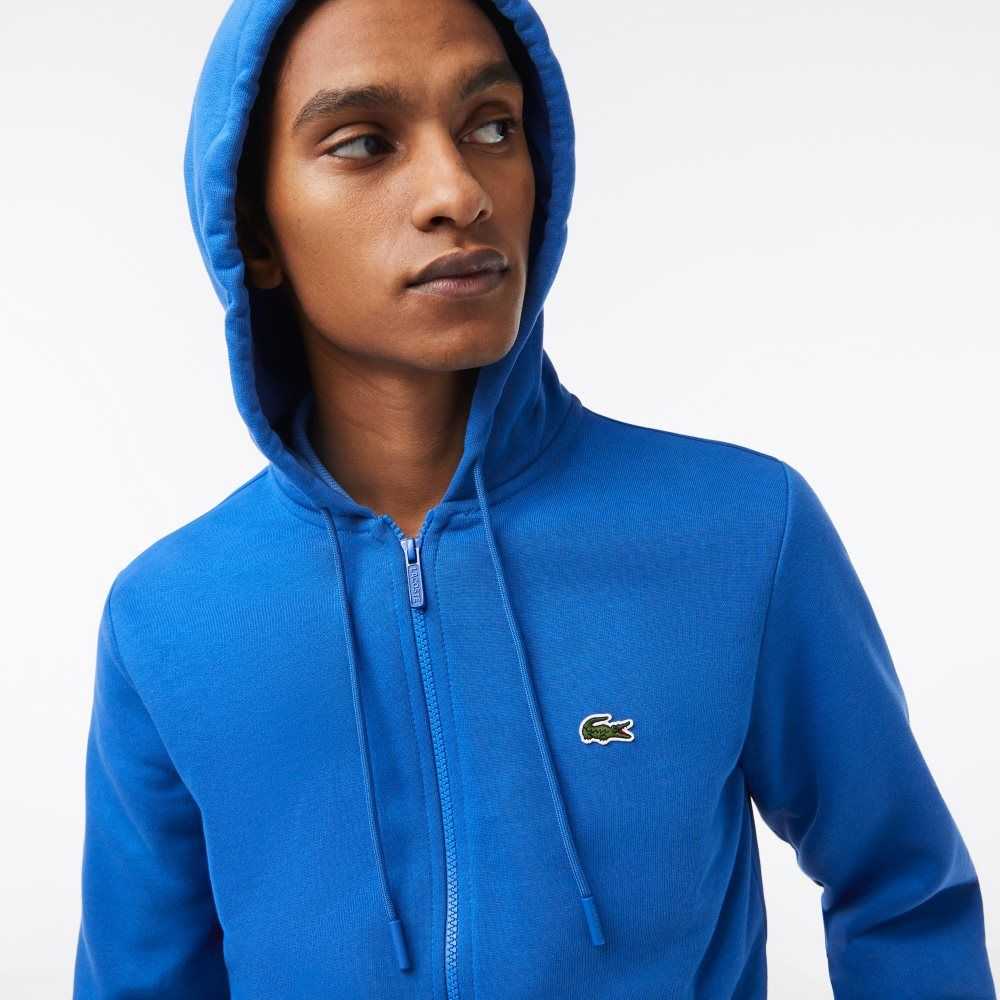 Lacoste Kangaroo Pocket Fleece Zipped Blå | 0578-CMLVS