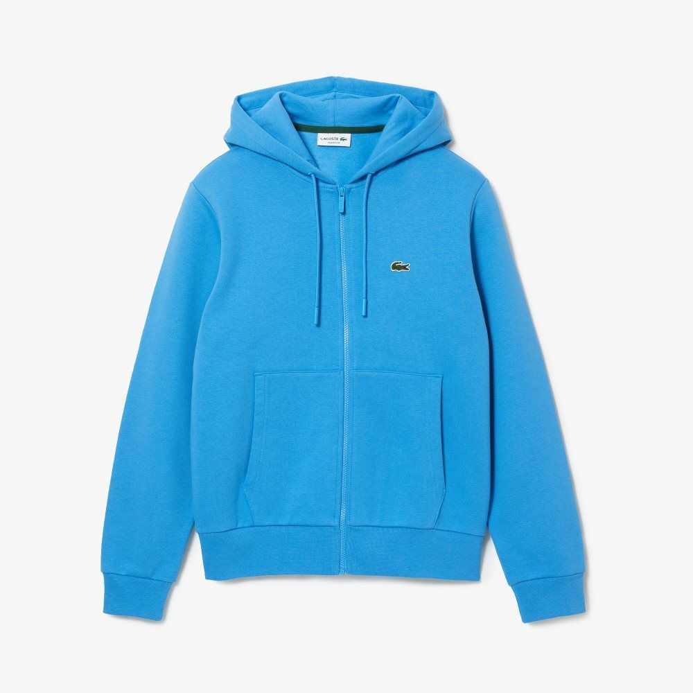 Lacoste Kangaroo Pocket Fleece Zipped Blå | 3568-QEBGC