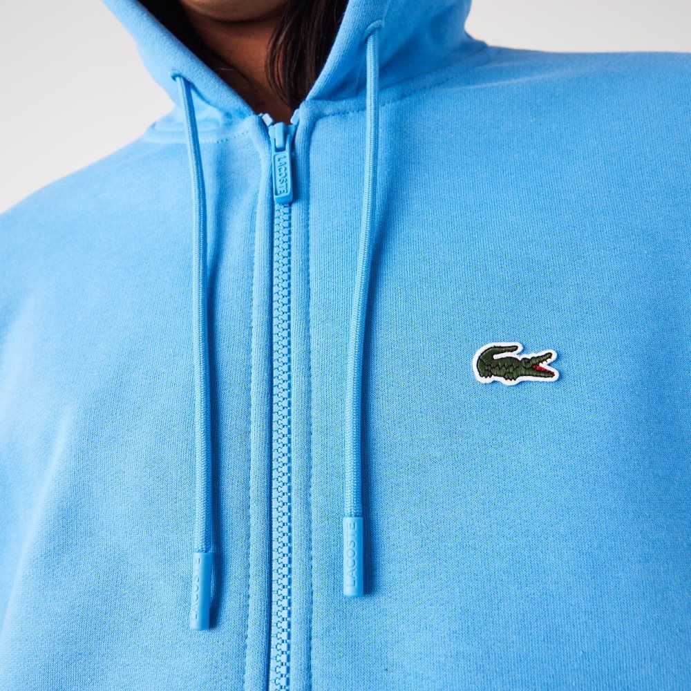 Lacoste Kangaroo Pocket Fleece Zipped Blå | 3568-QEBGC