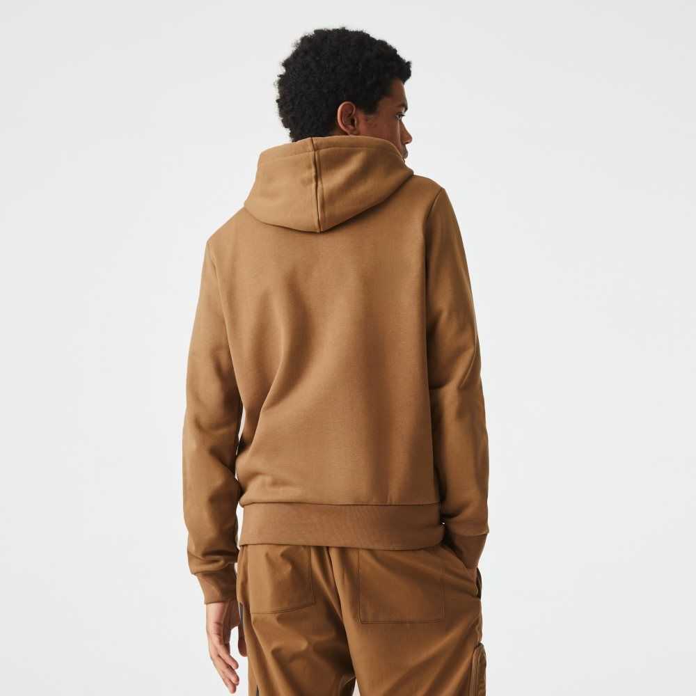 Lacoste Kangaroo Pocket Fleece Zipped Brune | 6403-OWKRY