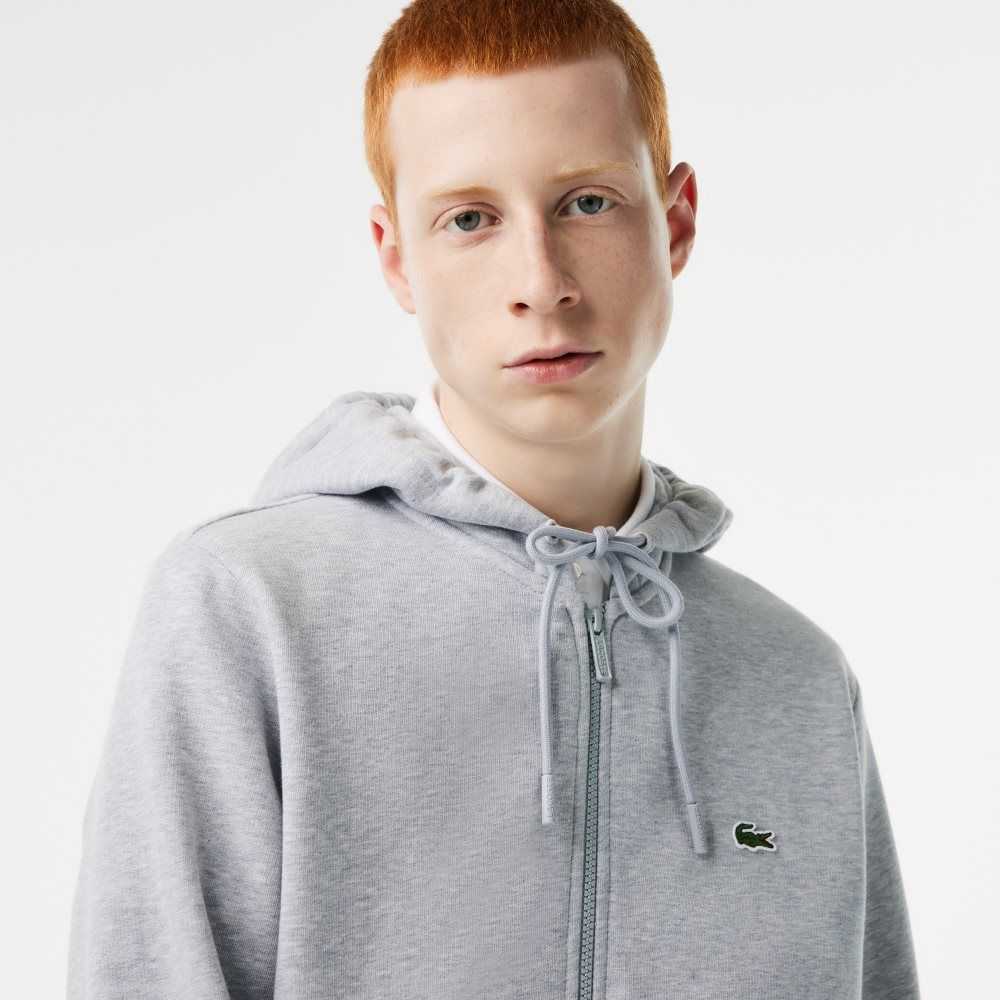 Lacoste Kangaroo Pocket Fleece Zipped Grå | 1072-TFOGV