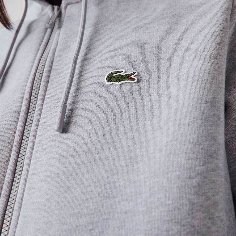 Lacoste Kangaroo Pocket Fleece Zipped Grå | 1072-TFOGV