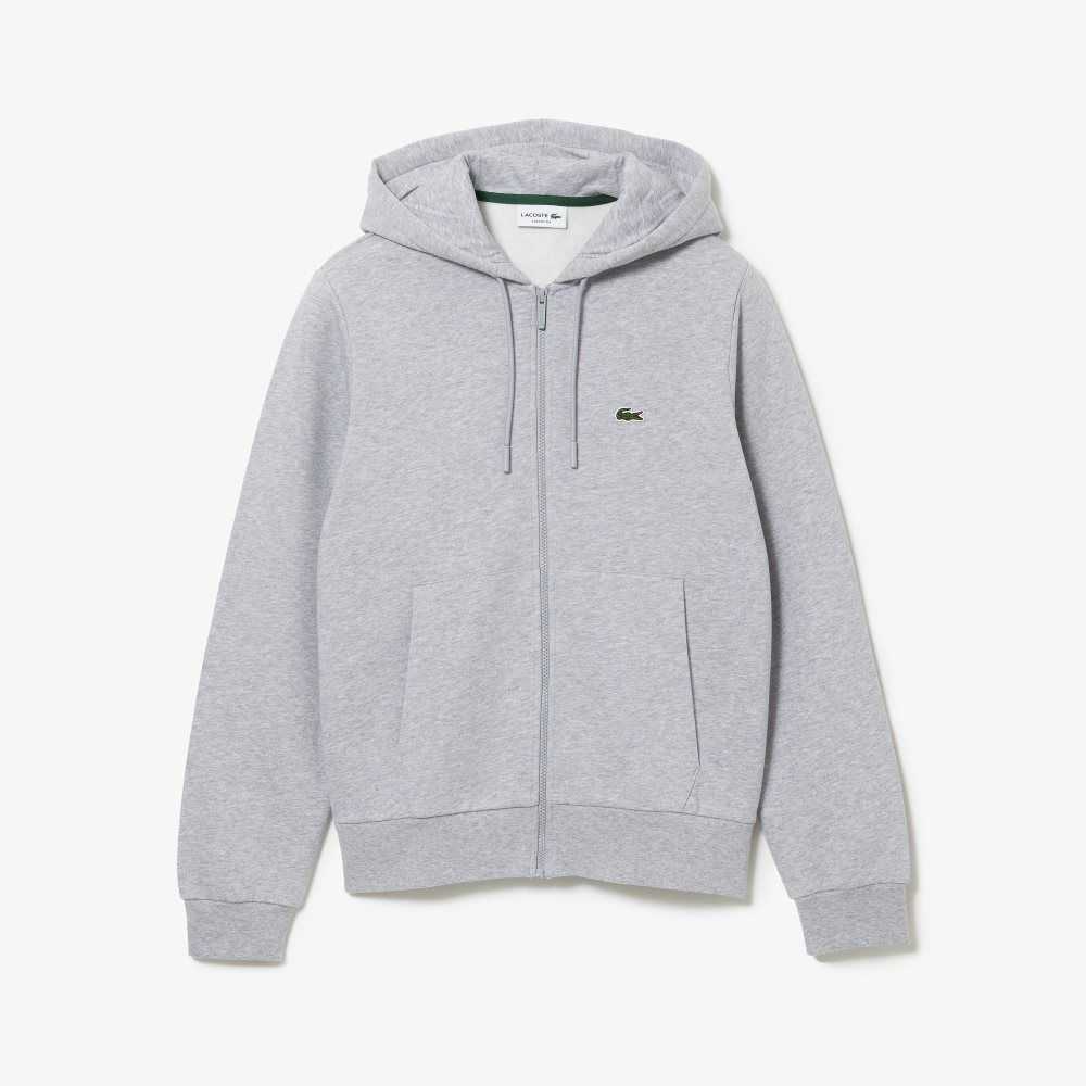 Lacoste Kangaroo Pocket Fleece Zipped Grå | 1072-TFOGV