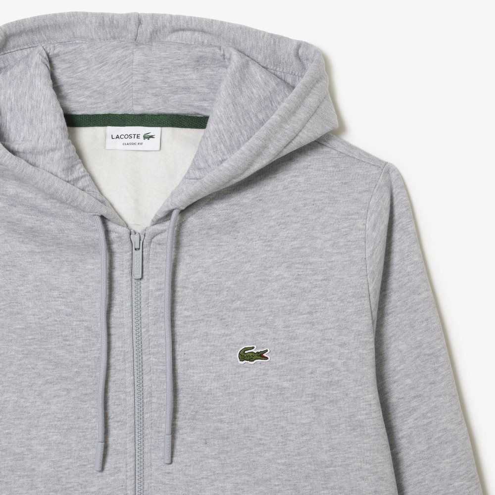 Lacoste Kangaroo Pocket Fleece Zipped Grå | 1072-TFOGV