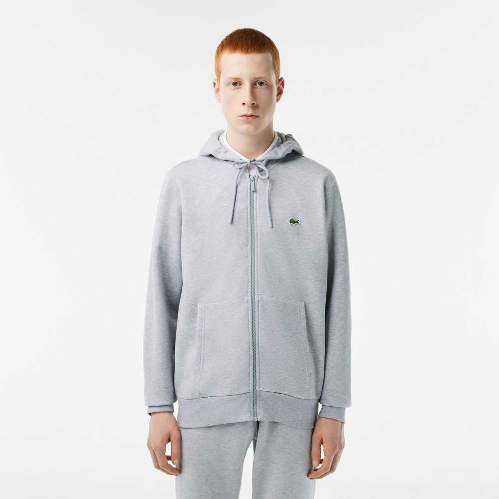 Lacoste Kangaroo Pocket Fleece Zipped Grå | 1072-TFOGV