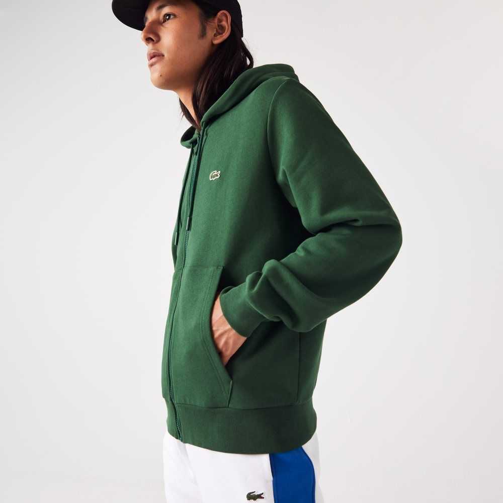 Lacoste Kangaroo Pocket Fleece Zipped Grønn | 4395-OCUSE