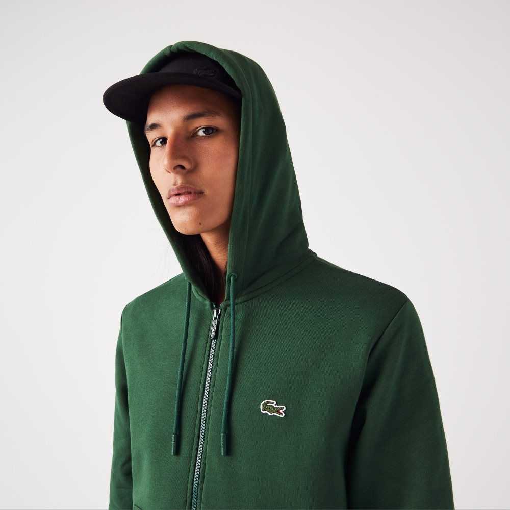 Lacoste Kangaroo Pocket Fleece Zipped Grønn | 4395-OCUSE