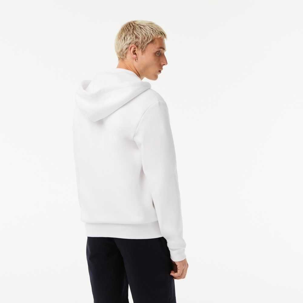 Lacoste Kangaroo Pocket Fleece Zipped Hvite | 1623-CWERA