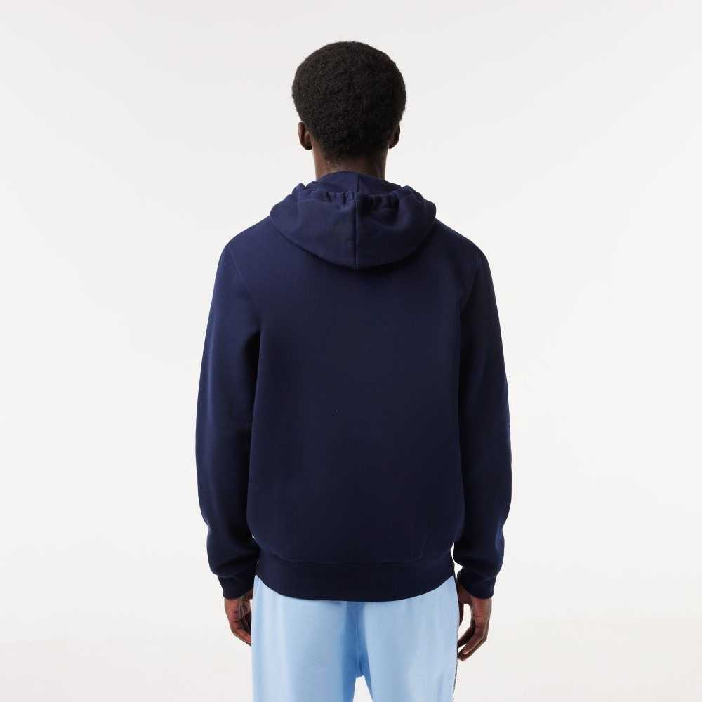 Lacoste Kangaroo Pocket Fleece Zipped Marineblå Blå | 5916-LEGMB