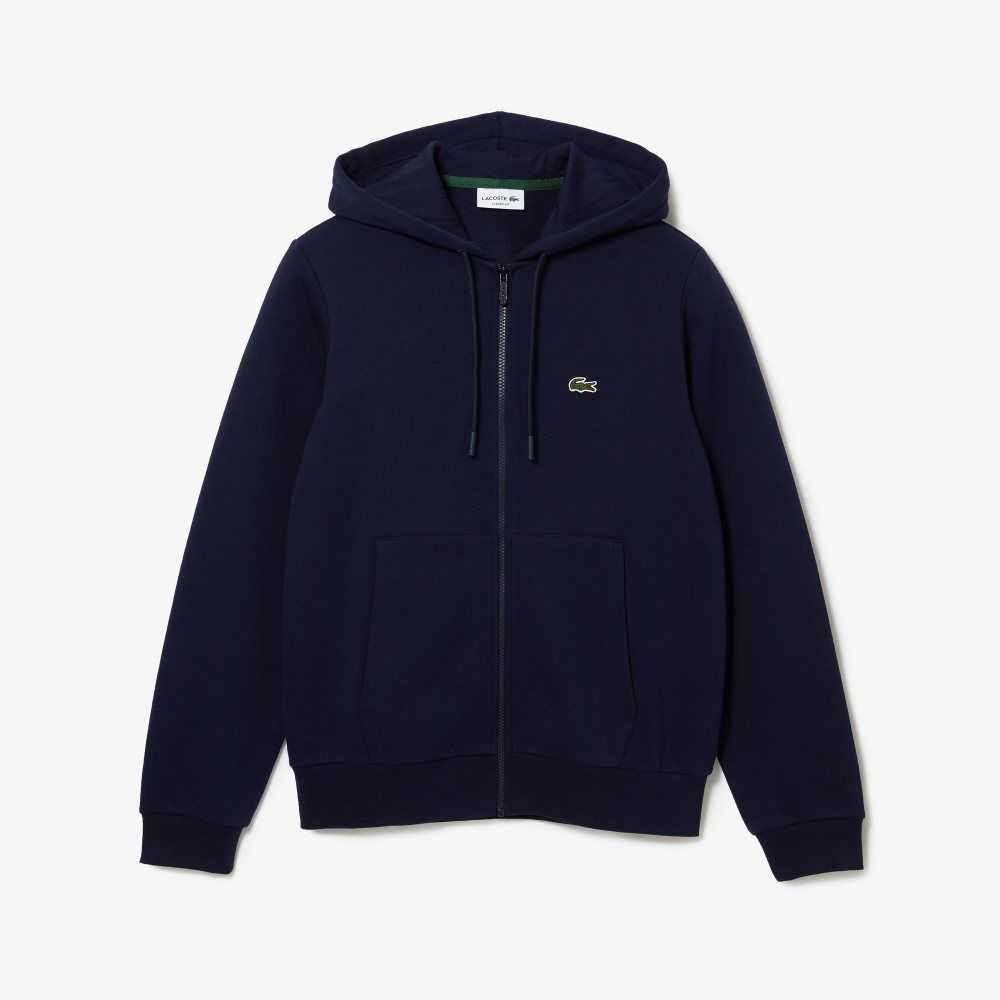 Lacoste Kangaroo Pocket Fleece Zipped Marineblå Blå | 5916-LEGMB