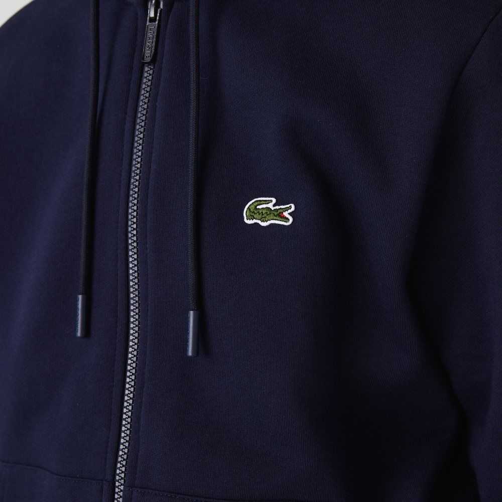 Lacoste Kangaroo Pocket Fleece Zipped Marineblå Blå | 5916-LEGMB