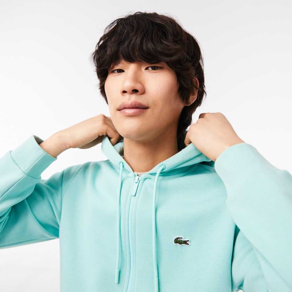 Lacoste Kangaroo Pocket Fleece Zipped Mint | 2567-ZJAWE