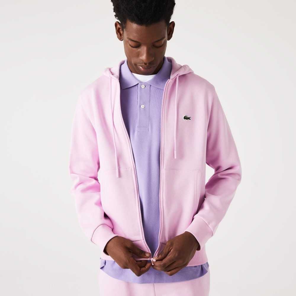 Lacoste Kangaroo Pocket Fleece Zipped Rosa | 6458-YEUWM