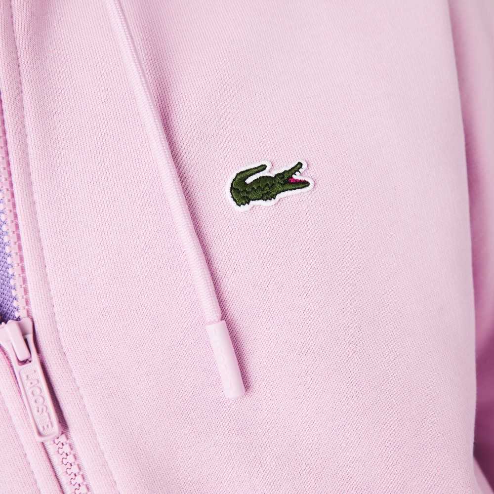 Lacoste Kangaroo Pocket Fleece Zipped Rosa | 6458-YEUWM