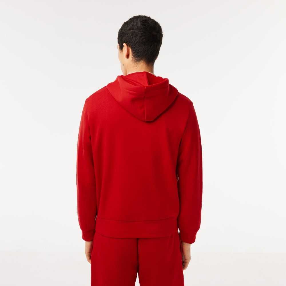 Lacoste Kangaroo Pocket Fleece Zipped Rød | 5498-CZMTK