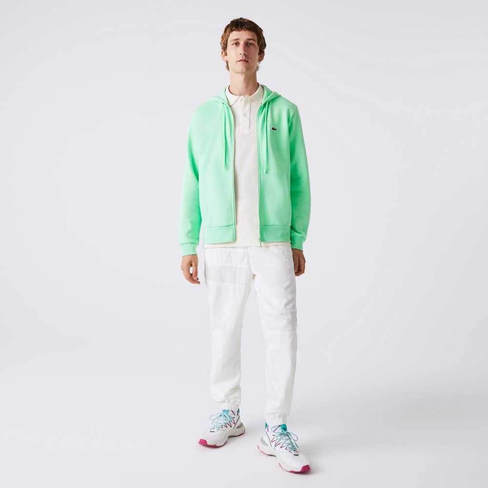 Lacoste Kangaroo Pocket Fleece Zipped Sweatshirt Lyse Grønn | 6584-ACTHI