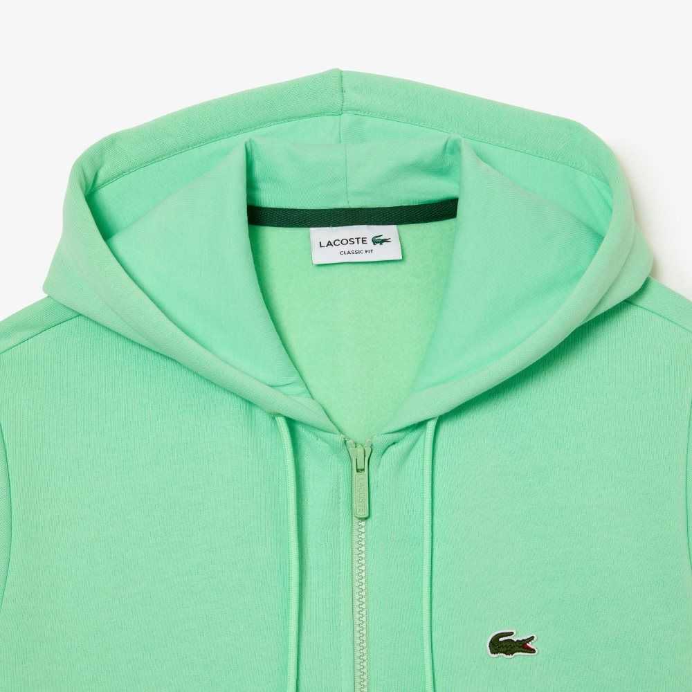 Lacoste Kangaroo Pocket Fleece Zipped Sweatshirt Lyse Grønn | 6584-ACTHI