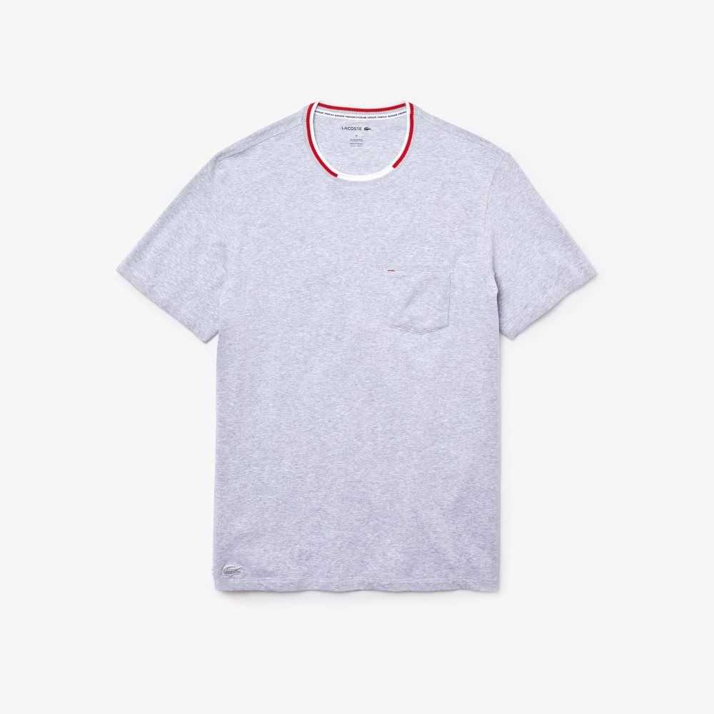 Lacoste Kort Sleeve Three-Tone Crew Neck Pajama T-Shirt Grå | 9713-ASMKR