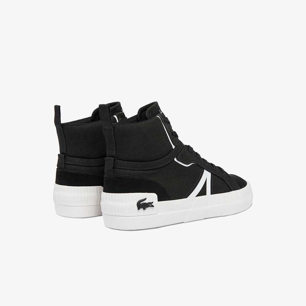 Lacoste L004 Mid Canvas Svarte Hvite | 1235-KZDQL