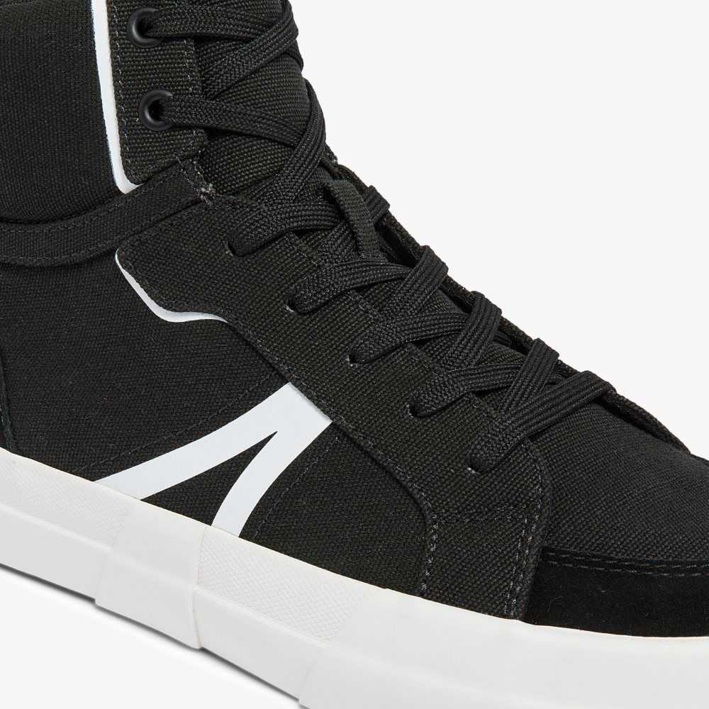 Lacoste L004 Mid Canvas Svarte Hvite | 1235-KZDQL