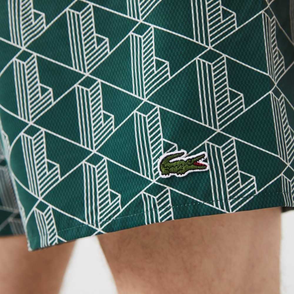 Lacoste LIVE Monogram Print Lette Grønn Hvite | 7908-QYLVX