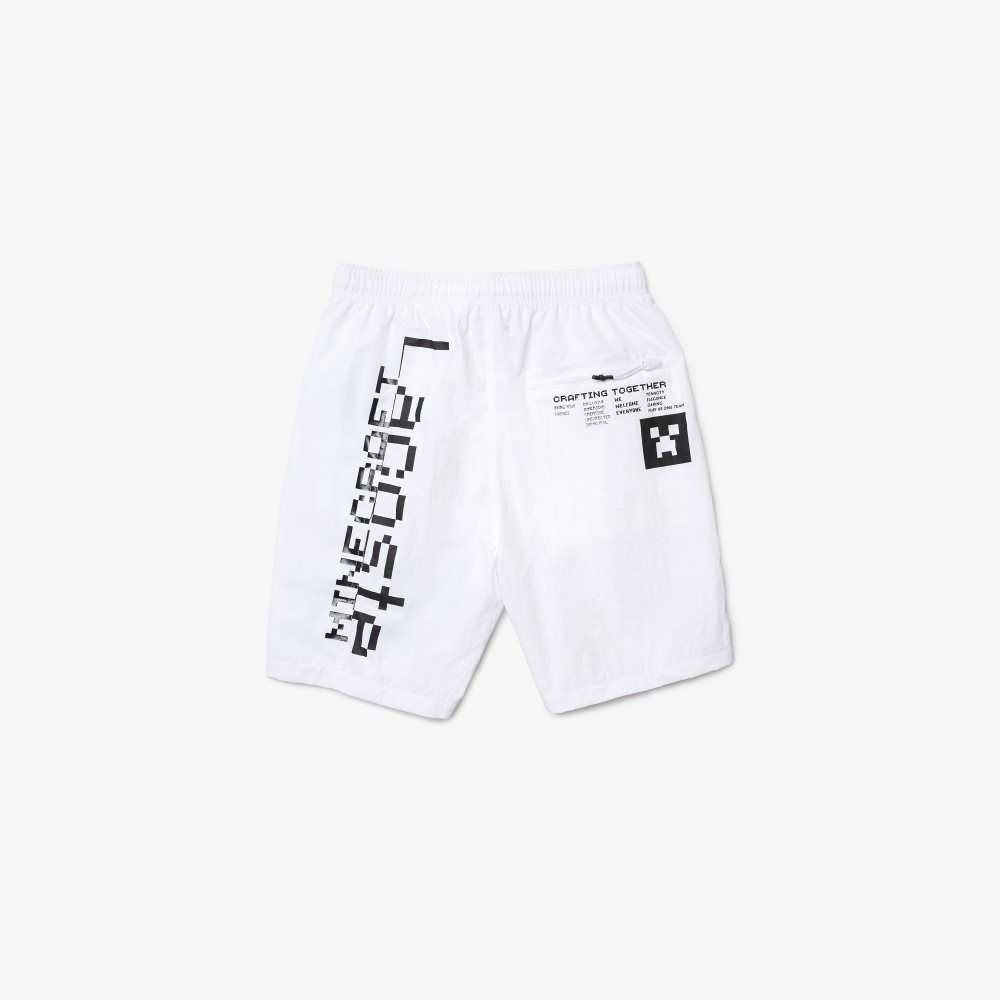 Lacoste LIVE x Minecraft Nylon Bermuda Hvite | 8201-RYOCD