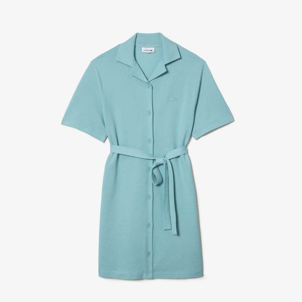 Lacoste Linen/Bomull Blend Belted Button Mint | 3286-ZEQXD