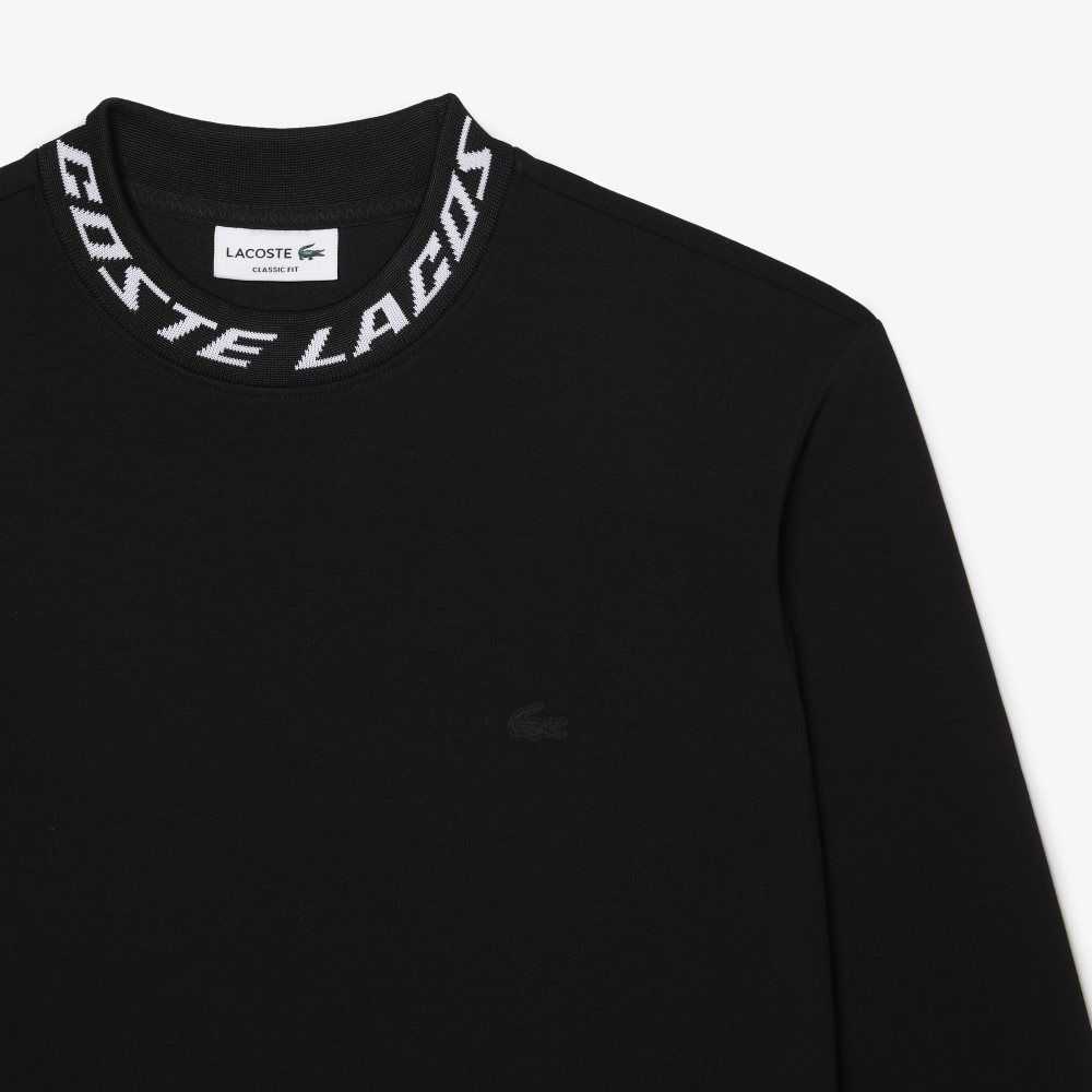 Lacoste Logo Collar Svarte | 0978-EDYAH