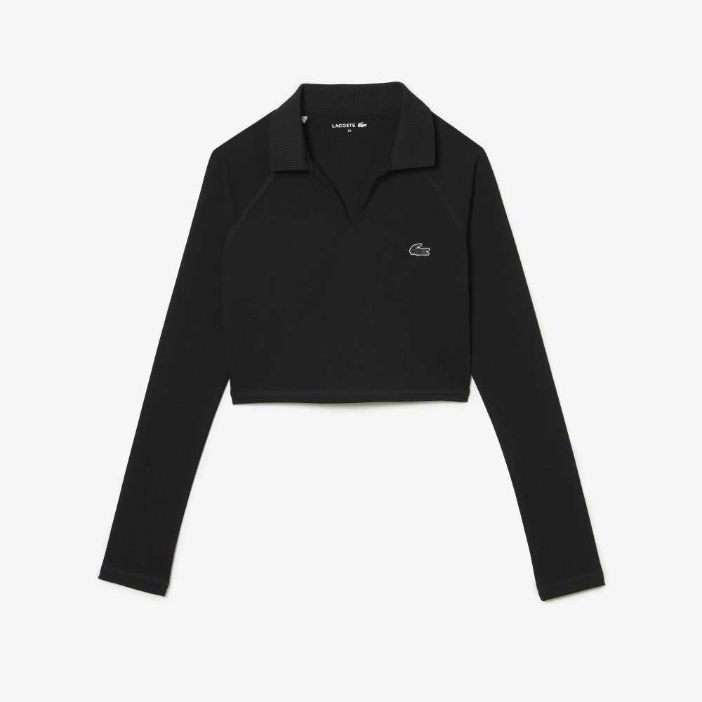 Lacoste Long Sleeve Recycled Polyamide Kort Svarte | 8612-YLGTZ