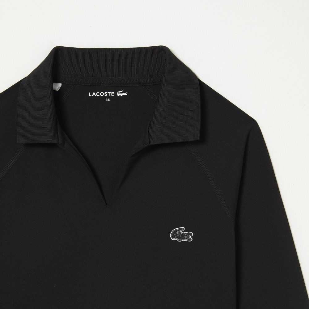 Lacoste Long Sleeve Recycled Polyamide Kort Svarte | 8612-YLGTZ