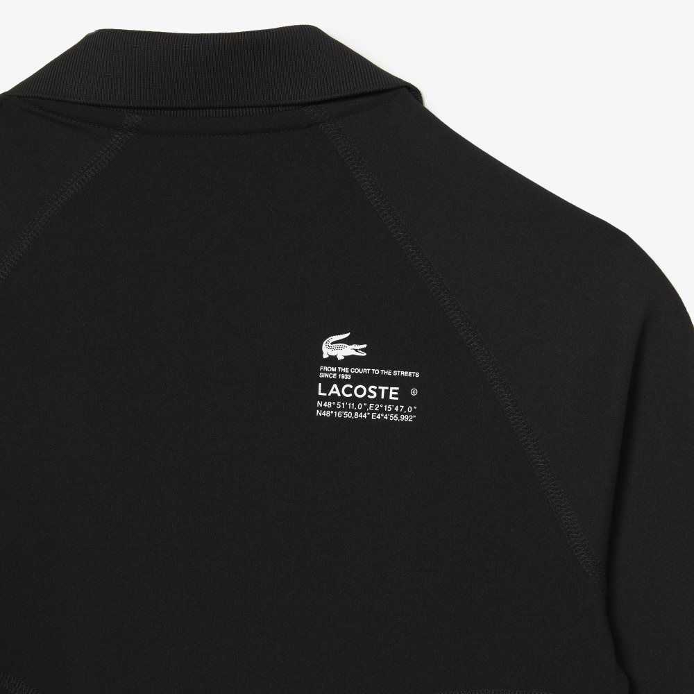 Lacoste Long Sleeve Recycled Polyamide Kort Svarte | 8612-YLGTZ